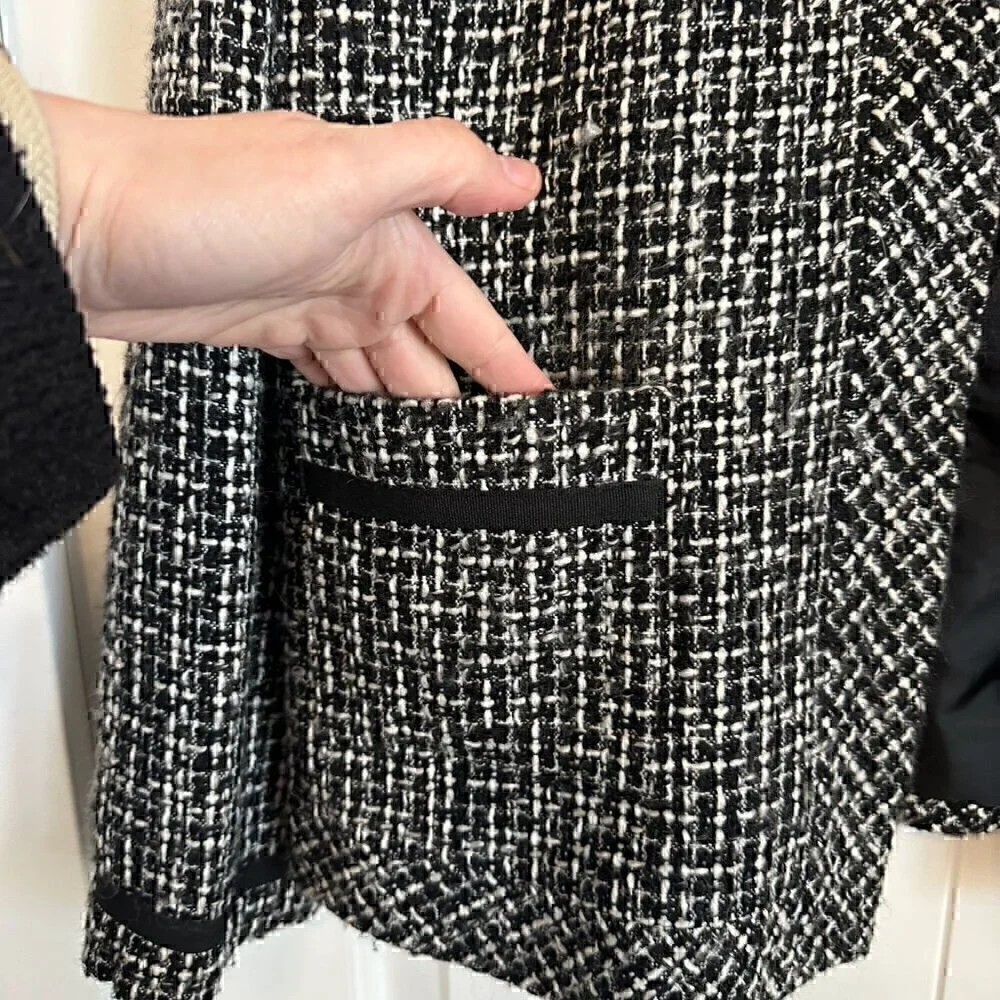 Karen Scott PLUS women's blazer suit jacket black white grey patterned women 14 - Picture 3 of 12